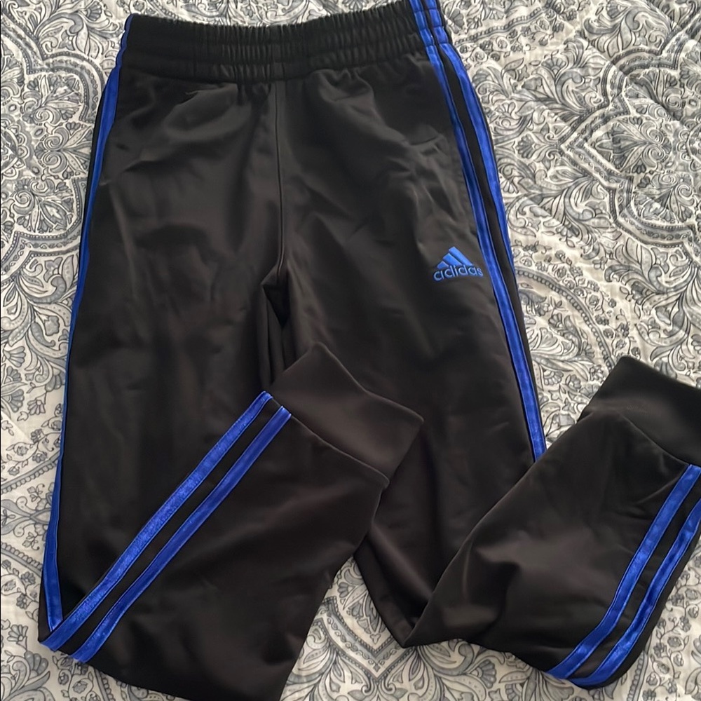 Adidas Kids Black and Blue Track Pants
